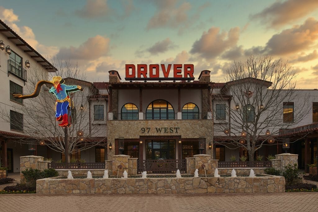 The exterior of the Drover Hotel Fort Worth.